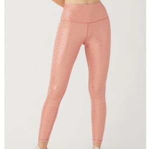 Glyder High Power Legging Pebble Gloss Metallic Gold Pink Barre Code Leggings S